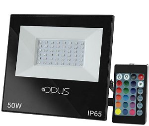 Refletor de Led RGB 50W  Colorido Bivolt IP65 Preto