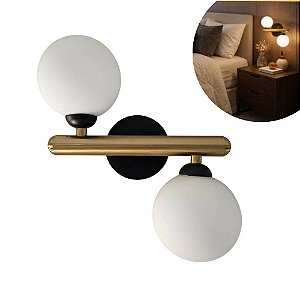 Arandela Bambu Preto e Bronze 2 Globos