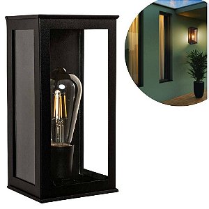 Arandela Alum Quadr Vidro Transp 1XE27 PMT - 260