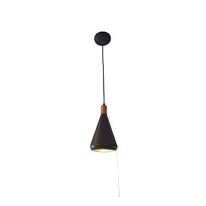 Pendente Cone Aluminio, 1 X E27 Preto e  Cobre - Pd 101