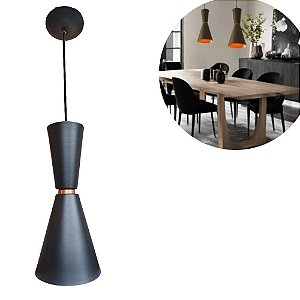 Pendente Conico Alumínio Preto e Cobre