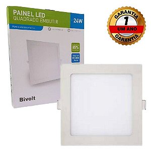 Painel de Embutir Quadrado 24W 6500K 127V / 220V Bivolt