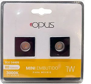 SPOT 1W 3000K QUAD EMBUTIR 2 PEÇAS - MOVEL PRETO