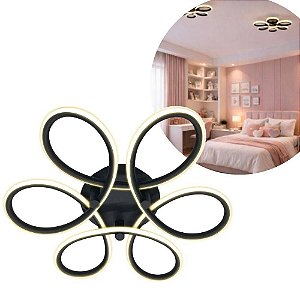 Plafon girassol 28w 3000k bivolt preto