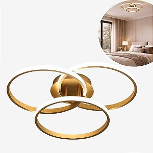 Lustre Led Eclipse Dourado 3 Aros 45W 4000K