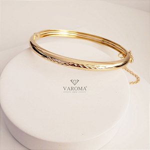 Bracelete  de fecho com detalhes diamantados banhado em ouro 18k
