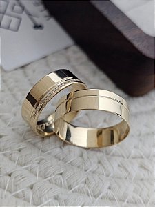 Par de Alianças Atlanta em Ouro18k - 6MM