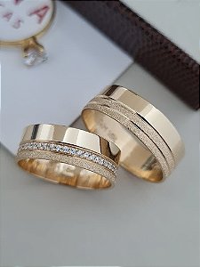 Par de Alianças Tóquio em Ouro18k - 6MM