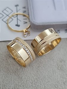 Par de Alianças Tóquio em Ouro18k - 8MM