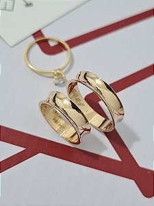 Par de Alianças Saná em Ouro18k - 6MM