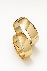 Par de Alianças Miami em Ouro18k - 6MM Sem Pedras