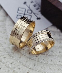 Par de Alianças Vienna em Ouro18k - 9MM