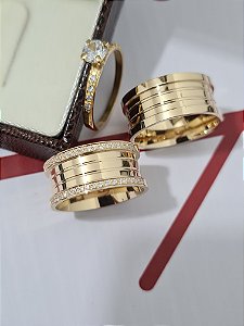 Par de Alianças Vienna em Ouro18k - 10MM