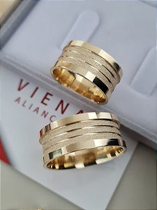 Par de Alianças Vienna em Ouro18k - 10MM