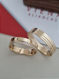 Par de Alianças Havaí em Ouro18k - 4MM