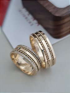 Par de Alianças Ibiza em Ouro18k - 6MM