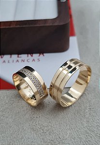 Par de Alianças Santorini em Ouro18k - 7MM