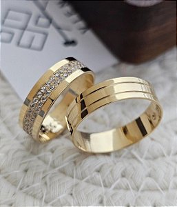 Par de Alianças Santorini em Ouro18k - 5MM