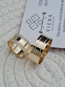 Par de Alianças Havana em Ouro18k - 8MM