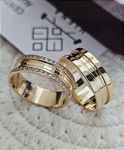 Par de Alianças Vienna em Ouro18k - 7MM