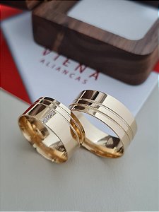 Par de Alianças Áustria  em Ouro18k - 9MM