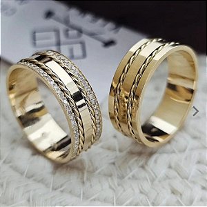 Par de Alianças Ibiza em Ouro18k - 7MM