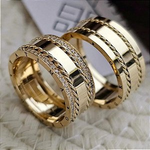 Exclusivo Par de Alianças Ibiza em Ouro18k - 10MM