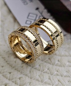 Exclusivo Par de Alianças Ibiza em Ouro18k - 10MM