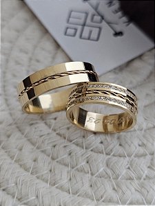 Par de Alianças Ibiza I em Ouro18k - 6MM