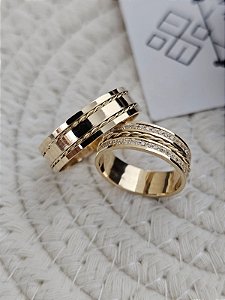 Par de Alianças Ibiza Personalizado em Ouro18k - 6MM