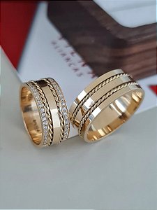 Par de Alianças Ibiza em Ouro18k - 8MM