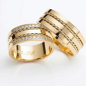Par de Alianças Ibiza em Ouro18k - 7,5MM