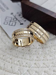 Par de Alianças Ibiza em Ouro18k - 7,5MM