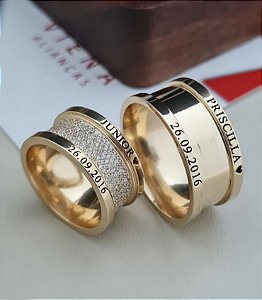 Exclusivo Par de Alianças Dublin em Ouro 18k - 10MM