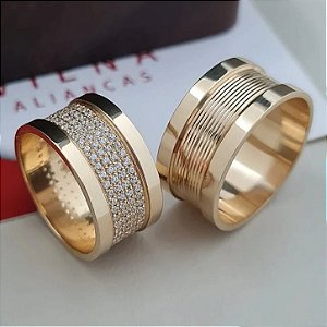 Exclusivo Par de Alianças Orlando II em Ouro 18k - 10MM