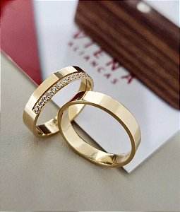 Exclusivo Par de Alianças Barcelona em Ouro18k - 4MM