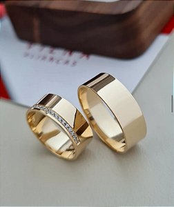 Par de Alianças Barcelona em Ouro18k - 6MM