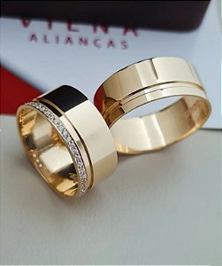Par de Alianças Sofia em Ouro18k - 8MM