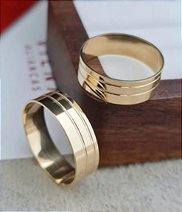 Par de Alianças Havaí II em Ouro18k - 7MM Sem pedras