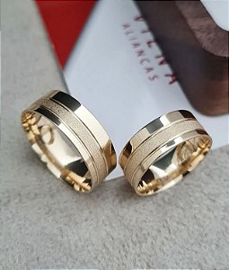 Par de Alianças Cancun II em Ouro 18k - 7MM - Sem pedras
