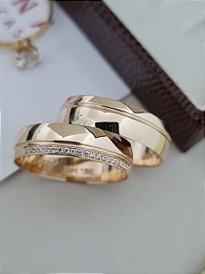 Par de Alianças Toronto  em Ouro18k - 5MM