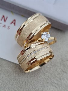 Par de Alianças México em Ouro18k - 10MM