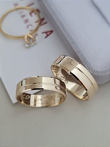 Par de Alianças Madrid II em Ouro18k - 5MM