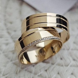 Par de Alianças Geórgia em Ouro18k - 6MM