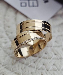 Par de Alianças Geórgia em Ouro18k - 6MM