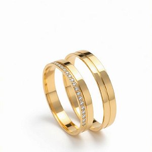 Par de Alianças Atlanta em Ouro18k - 3MM
