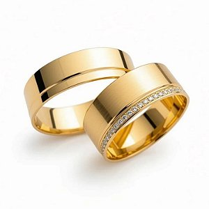 Par de Alianças Atlanta em Ouro18k - 7MM