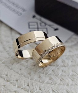 Par de Alianças Atlanta em Ouro18k - 7MM