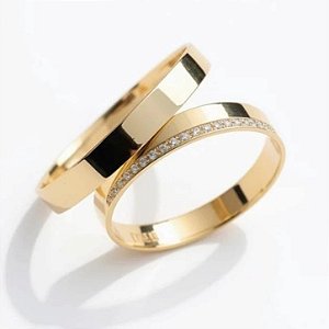 Par de Alianças Barcelona em Ouro18k - 3MM