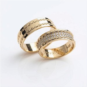 Par de Alianças Ibiza IV em Ouro18k - 6MM
